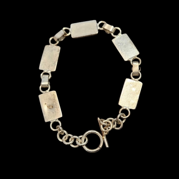 Vintage 925 Opal Link Bracelet - Picture 5 of 9